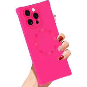 2 x SAKUULO Magnetic for iPhone 14 Pro Max Case, Compatible with Magsafe, Full Camera Protection Silicone Shockproof Protective Slim Phone Cover for Women Girls for iPhone 14 Pro Max 6.7inch, Hot Pink