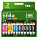 Kingjet Compatible 12 Pack 564XL Ink Cartridges for HP Printers Replacement for HP 564 Ink Cartridges 564 XL Work with HP Photosmart 7520 6520 5520 7525 DeskJet 3520 3522 Printer,(4BK/2PGBK/2C/2Y/2M)
