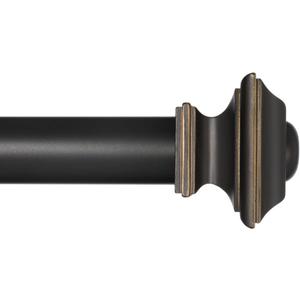 Ivilon Window Treatment Curtain Rod - Square Finials, 1 1/8 in Rod, 48 to 86 Inch, Antique Black