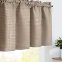 jinchan Valance Curtain for Kitchen Waffle-Weave for Living Room Bathroom Country Waffle Woven Textured Light Filtering Window Treatment Rod Pocket 1 Panel 18 Inch Taupe