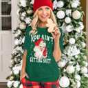 Christmas Shirts for Women Funny Merry Xmas Holiday Short Sleeve Tee Tops (Green, M)