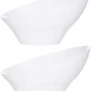 PLASTICPRO Disposable Angled Plastic Bowls Round Medium Serving Bowl, Elegant for Party's, Snack, or Salad Bowl, White, Pack of 4