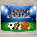 Sports Birthday Backdrop Banner Ball Sports Boys Kids Happy Birthday Photography Background 7x5ft Stadium Field Basketball Football Baseball Soccer Party Decorations Kids Portraits Photo Studio Props