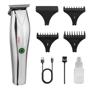 HIENA PRO Electric Trimmer for Men, Professional T-Blade Precision Beard Trimmer, Cordless Clipper Barber Hair Cutting Tool with USB, Gifts for Men(Silver)