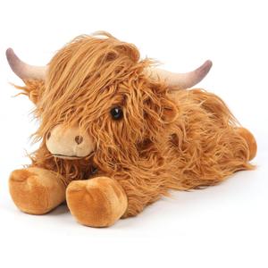 Cuckool Highland Cow Stuffed Animals, Adorable Fluffy Plush Stuffed Animal Highland Cattle, Cute Soft Plushie Highland Cow Toys for Kids Adults & Children Boys Girls Gifts, 15 Inches