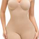 Slimers Strapless Shapewear Bodysuit For Woman: Seamless Body Shaper Built In Bar - Tummy Control Butt Lifter Shapewear (Small, Nude)