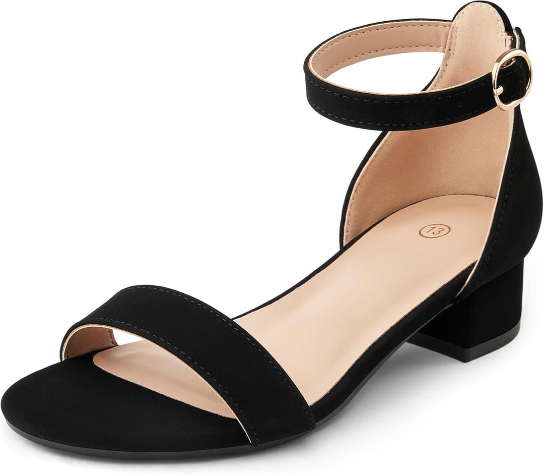 K KomForme Girls Sandals Low Heels Dress Pump Ankle Strap Open Toe Wedding Party Shoes, US 5