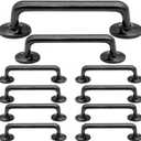 Rustic Black Metal Barn Door Cabinet Handles and Drawer Pulls, 3.86 inch (96mm) Hole Center, Pack of 10 (Pack 10)
