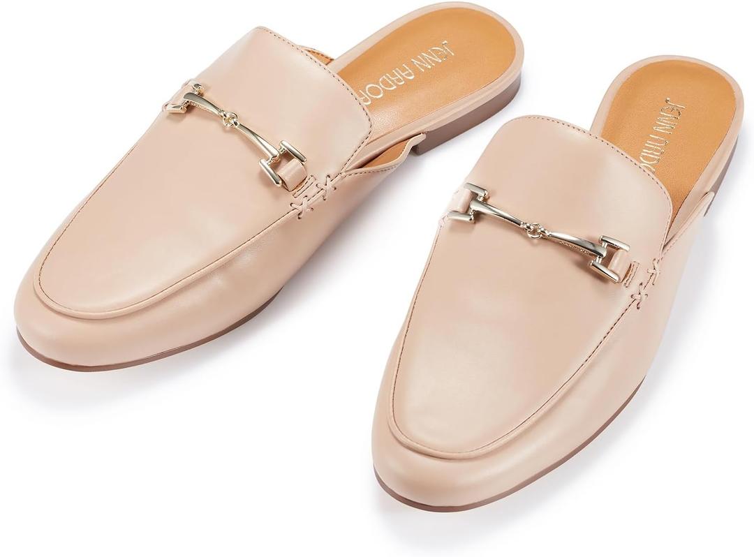 JENN ARDOR Mules for Women Flats Backless Loafers Shoes Slip On Slippers Pointed Toe Low Heel Work Slides Womens Mules Casual Shoes (6.5)