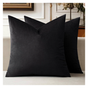 MIULEE Velvet Throw Pillow Covers 18x18 Inch, Pack of 2 - Black, Super Soft Decorative Square Cushion Cases Modern Luxury Home Decor for Sofa, Couch, Bed, Chair,Livingroom