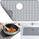 Sink Protectors for Kitchen Sink 12"13"16"18"19"24"26"28"29"30",Silicone kitchen sink mats protector for bottom of farmhouse sink(26"x14"Rear Drain Gray)