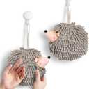 Sophie & Panda Fuzzy Ball Hand Towels (Set of 2) - Dry Your Hands Instantly and conveniently with This Creative Hand Towel Hedgehog Decorative Towels for Bathroom (Pack of 2, Gray)