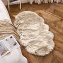 MIULEE Luxury Soft Fluffy Area Rug 3x5 Feet, Faux Fur Sheepskin Rug Decorative Plush Shaggy Carpet for Bedside Sofa Floor Nursery, Beige