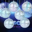 8 Pieces Mirror Disco Balls Silver Hanging Disco Light Mirror Ball for Retro Party, Fun Party, Home Bands Decorations