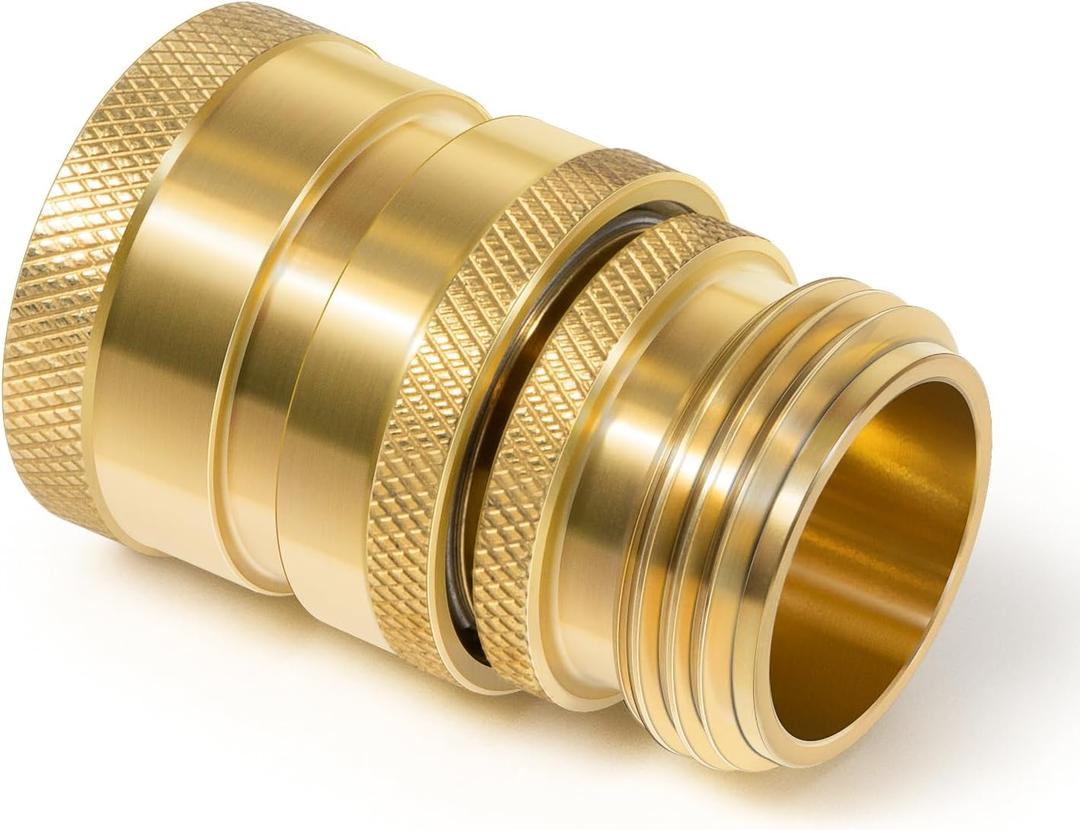 Hose Quick Disconnect Set Heavy-Duty Brass, 3/4 GHT Male x Female, Replace for Dramm 22729, Leak-Free Full Flow Hose Coupler, Universal Fit Quick Connector for Spigots, Nozzles, Sprayers