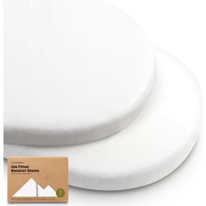 2-Pack Baby Bassinet Sheets Girl, Boy - 33x17 Viscose Derived from Bamboo Bedside Mattress Fitted Bassinet Sheets, Compatible with Halo Bassinest Swivel Sleeper, Baby Delight, Graco (Soft White)