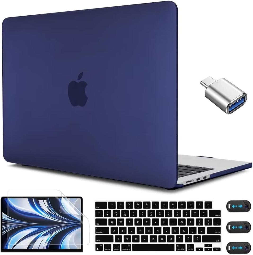 CISSOOK Compatible with MacBook Air 13.6 inch Case Blue 2022 2024 2025 Release Model A2681 A3113 A3240 with Touch ID, Hard Shell Case with Keyboard Cover for MacBook Air 13 M2 M3 M4, Blue