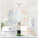 LEDIARY 22 Inch Ceiling Fans with Lights and Remote, Fandelier Low Profile Ceiling Fan, 3000K-6000K Dimmable Flush Mount LED Fan Light, White Modern Ceiling Fans with Lights for Bedroom