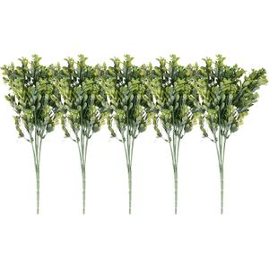 Artificial Green Leaves, Eucalyptus/Milano/Pine/Yugali/Willow Leaves Faux, Lifelike Man Made Plastic Plants DIY for Home Table Garden Office Green False Leaf Decor (Milan, 5 PC)