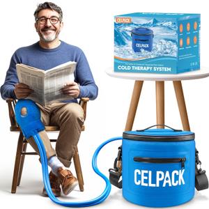 Portable Ice Therapy Machine for Post-Operative Recovery, Sports Injuries, Knee Pain, Sprains, Swelling,Full Knee Brace with Silent Pump, Timer Remote Control Cold Therapy Device, Blue