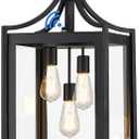 Osimir Outdoor Pendant Light, 14" Large Modern Hanging Porch Light with Adjustable Chain, Black Exterior Outdoor Hanging Lantern with Clear Glass for Porch Foyer Gazebo, 2439/1H - Amazon.com