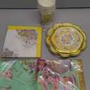 WorldBazaar Tea Party Supplies Floral Party Dinnerware 12 Set Paper Tea Cups and Saucers, Plates Napkins Tablecloth Birthday Table Decorations Girls Kids Adults Woman