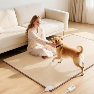 39 * 63'' Graphene Electric Heated Floor Mat, Indoor Floor Heating Mat Foot Warmer with Timer Fast Heating, Heated Rug Suitable for RV Living Room Bedroom, 110V