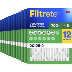 Filtrete 20x25x2 in. Air Filter, MERV 8, MPR 700, 12 HVAC Filters