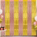 KatchOn, Rose Gold Fringe Curtain Backdrop - Pack of 2, 6.5x3.2 Ft | Rose Gold Decorations, Bachelorette Party Decorations Bride Be Party Streamers for Wedding Anniversary, Bridal Shower Backdrop
