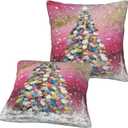 Christmas Throw Pillow Covers 18x18 Set of 2 Square Pillow Case for Home Decor Couch RoomChristmas Tree