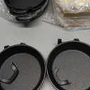 Nuogo 6 Sets Mini Cast Iron Skillet Mini Cast Iron Plates Skillet with Wooden Base Small Round Fajita Plate iron Pan Pot for Cooking Party(6.3 Inches)