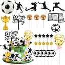 Hooqict 28Pcs Soccer Cake Decorations Set with Mini Balls, Players, Goal, Balloon, Soccer Ball Cake Toppers & Cupcake Toppers for Kids Boys Men Sports Themed Birthday Party Decorations Supplies