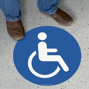 SmartSign "Handicap Symbol" SlipSafe Floor Sign, 9" x 9" Anti-Skid Reflective Vinyl, Made in USA