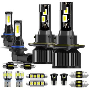 Light Bulbs Fit for Ford F150 2009-2014,High Low Dual Beam Fog Light Combo 9008 9145 Lights with Cooling Fan,600% Brighter Powersports Bulbs Interior Lights Kit,Plug and Play,13PCS