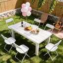 White Folding Chairs 8 Pack, Plastic Folding Chairs for Outside, Heavy Duty Foldable Chairs, Sturdy Metal Folding Chairs, 350 lbs Capacity, for Patio, Garden, Party
