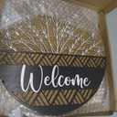 12" 3D Welcome Sign for Front Door Decor - Rustic Round Wood Wreath Wall Hanging - Modern Farmhouse Porch Decor - Housewarming, Wedding & New Home Gift - Spring Summer Decoration