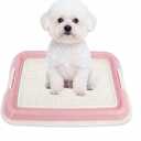 Dog Potty Tray for Small Dogs, Puppy Potty Training Tray 19.7"x14.5" Indoor Dog Toilet, Leak-Proof Pet Pads Holder (Pink)
