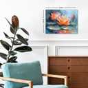 Lotus Wall Art Zen Floral Botanical Wall Decor for Bathroom Yoga Room Abstract Orange Flower Paintings Water Lily Canvas Prints Artwork Living Room Bedroom Spa Meditation Home Decorations 12x16"