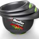 Mueller Mixing Bowls Set of 3, Baking Bowl Set with Non-slip Bottom, Ergonomic Handles, Pour Spout, Space Saving Nesting Bowls, for Cooking, Food Prep, Baking, Gray