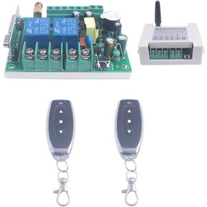 AC 85V 110V 120V 220V 250V 2 Channel Motor Forwards and Reverse Remote Switch Motor Remote Control Switch 433MHz Wireless switches Transmitter with Receiver Learning Code (Black 2X Control 433Mhz)