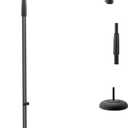 Pyle Adjustable Microphone Stand - Universal Mic Stand with Compact Heavy Base, Floor Standing Design, Height Adjustable, Pivot Angle Clip for Singing & Recording (2.8 - 5 ft., 9.8 Base Diameter)