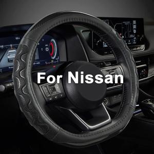 GIANT PANDA Steering Wheel Cover for Nissan Altima Rogue - Car Steering Wheel Cover for Nissan D Shape(Black-D-Shaped)