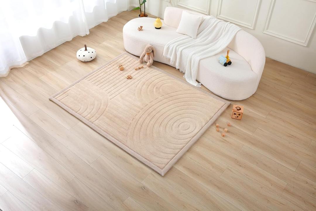 Premium Baby Playmat for Floor 80" x 110" arches  Cloudsoft Coral Velvet Memory Foam Rug for Crawling  Non-Slip, Water-Resistant, Non-Toxic, Easy-Care Muscle Mat  Thick Play Mat for Baby