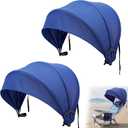 DaisyInner Beach Chair Umbrella Canopy Extra Large Foldable Chair Sun Shade with Adjustable Clamp for Beach Camping Fishing Lounge Outdoor(2 Pcs,Dark Blue), 23.6 inches diameter