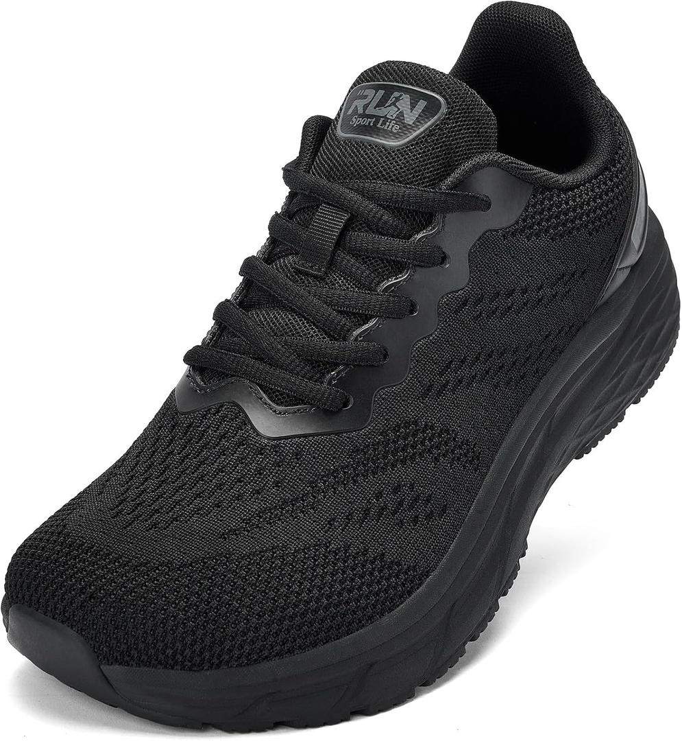 Slow Man Wide Toe Box Shoes for Men - Cushioned Road Running Shoe Non Slip Mens Walking Sneakers for Wide Feet Comfortable Athletic Gym Workout Sneaker (11 Wide, All Black)