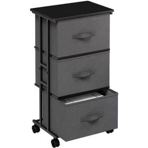 OLIXIS Dresser Storage with 3 Drawers, Fabric Dresser Tower, Grey, 11.8"D x 16.7"W x 30"H