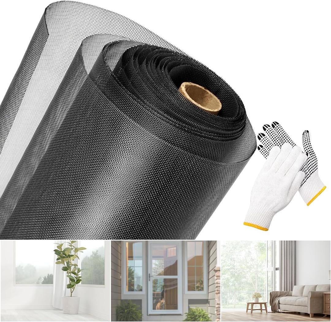 304 Stainless Steel Black Window Screen Mesh Roll, 40 inch x 98 ft Window Screen Mesh, Stainless Steel Wire Mesh Screen for Door Porch Patio