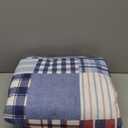 Cotton Bedding Quilt Sets Reversible Real Patchwork Coverlet Sets All Season Blue Bedspread, Plaid Patchwork Pattern,King Size