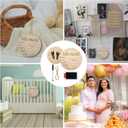 2 x Wooden Baby Announcement Sign, 5.9 Inch Hello World Newborn Birth Sign With Ink Pad Markers for Nursery Name, Birthday, Baby Showers, Photo Props