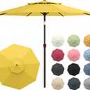 10FT Patio Umbrella, 2 Tier Outdoor Table Umbrella, Large Vented Market Umbrellas with Push Button Tilt and Crank, 8 Sturdy Ribs for Backyard, Deck, Pool, UPF50+ UV Protection